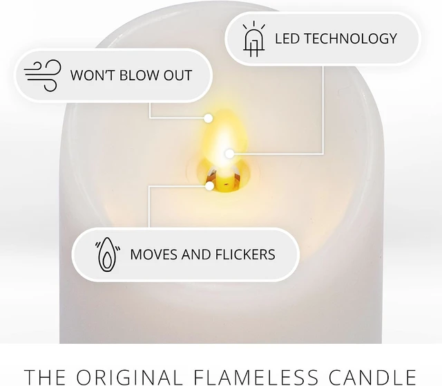 Alt view image 2 of 7 - Luminara - Flameless LED Battery Operated Flickering Pillar Candles - White - Pack of 1-3x6.5 - Realistic Moving Flame Real Wax Indoor/Outdoor Decor