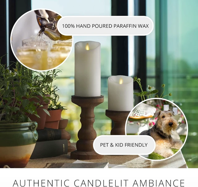 Alt view image 4 of 7 - Luminara - Flameless LED Battery Operated Flickering Pillar Candles - White - Pack of 1-3x6.5 - Realistic Moving Flame Real Wax Indoor/Outdoor Decor