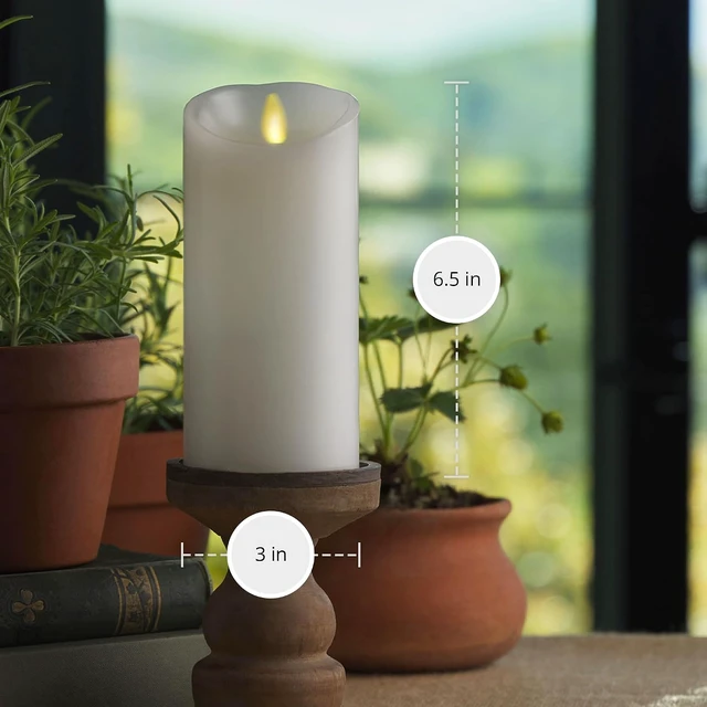 Alt view image 6 of 7 - Luminara - Flameless LED Battery Operated Flickering Pillar Candles - White - Pack of 1-3x6.5 - Realistic Moving Flame Real Wax Indoor/Outdoor Decor