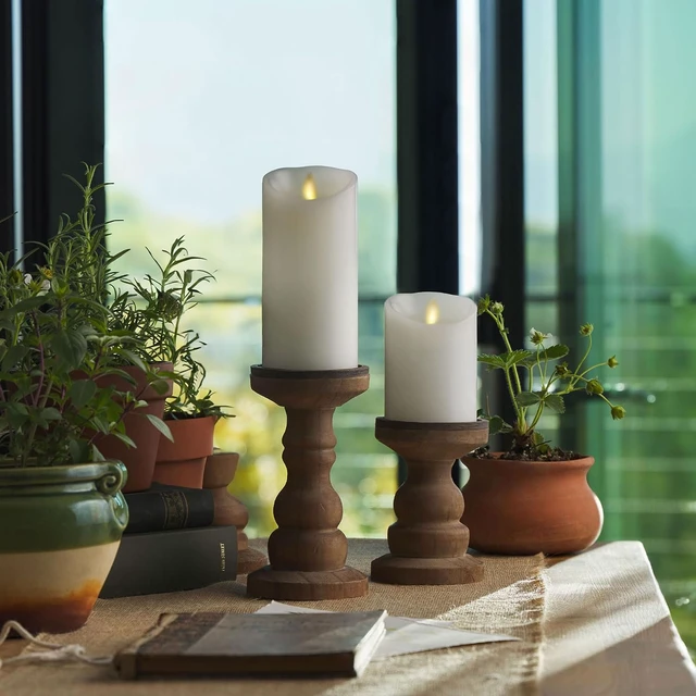 Alt view image 7 of 7 - Luminara - Flameless LED Battery Operated Flickering Pillar Candles - White - Pack of 1-3x6.5 - Realistic Moving Flame Real Wax Indoor/Outdoor Decor