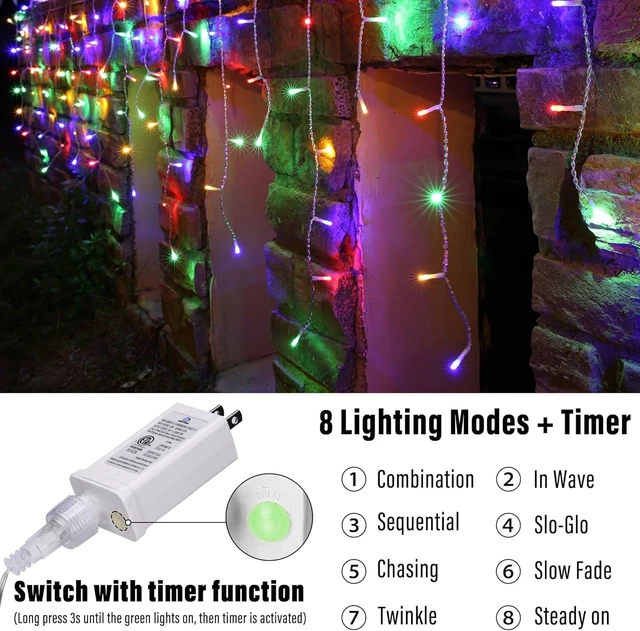 Alt view image 3 of 6 - Joomer 95FT Christmas Icicle Lights Outdoor Non-Connectable Multicolor