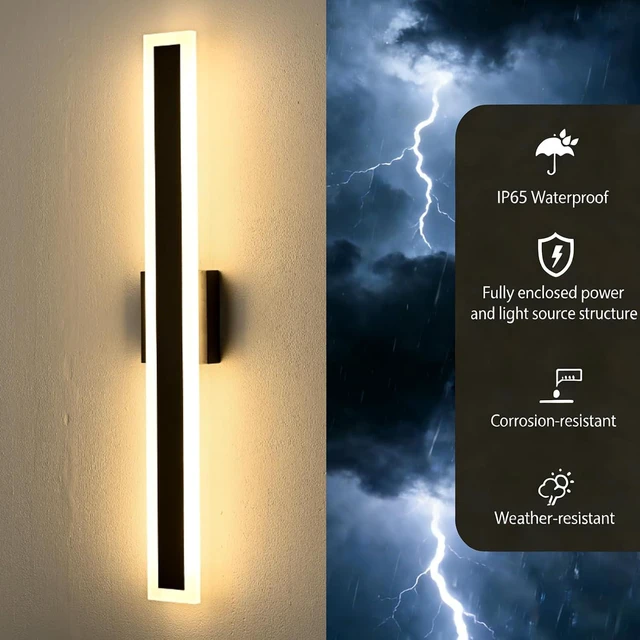 Alt view image 2 of 7 - Modern Outdoor Wall Light - 16W 3000K Warm White Wall Sconce, 2-pack