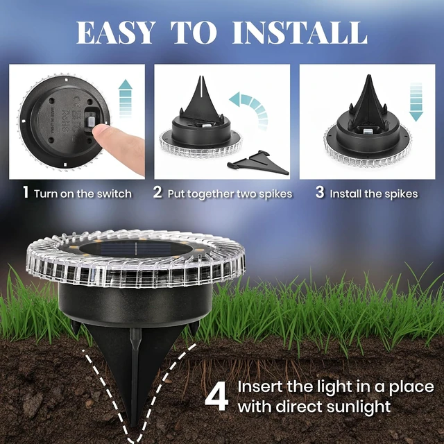 Alt view image 6 of 6 - PATIOWIN 20 Pack Small Solar Ground Lights, Garden Lights Cool White
