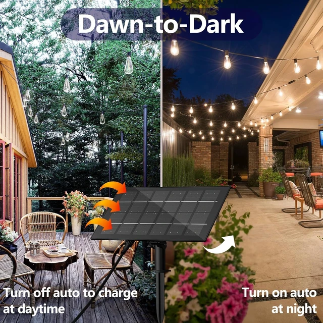 Alt view image 4 of 7 - Stright 60FT Solar String Lights Weatherproof 15 LED for Patio Holiday
