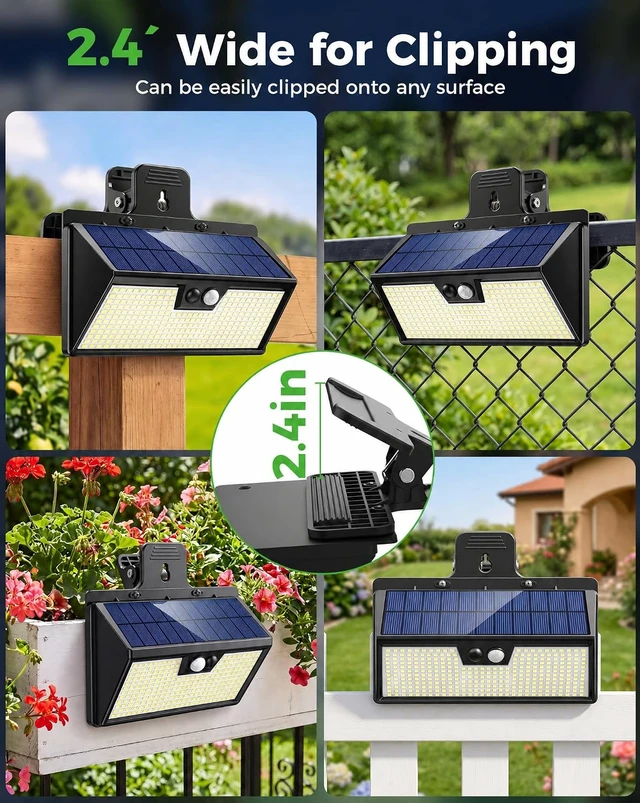 Alt view image 2 of 7 - nipify 4PACK Clip On Solar Lights Outdoor 318 LED,3 Modes Solar Clip Light