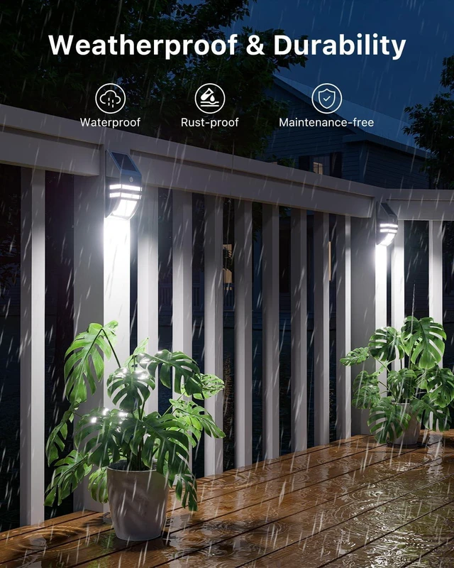 Alt view image 4 of 7 - 4 Pack Metal Solar Fence Lights Cool White Lamp with Motion Sensor