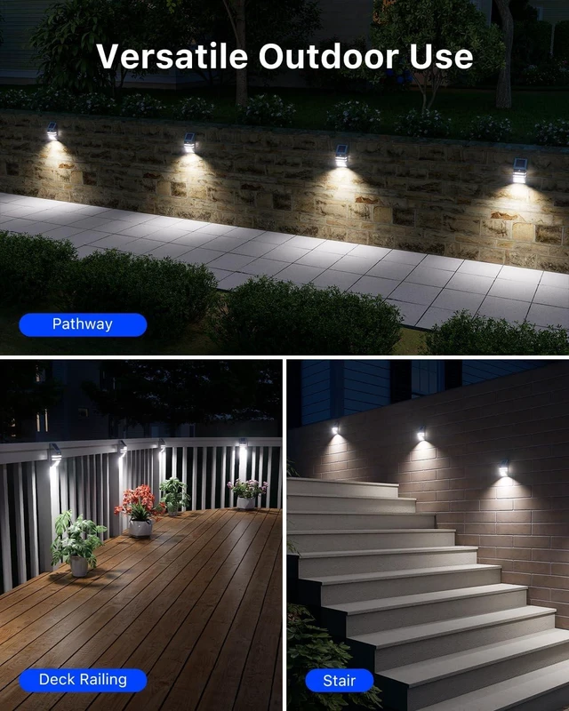 Alt view image 6 of 7 - 4 Pack Metal Solar Fence Lights Cool White Lamp with Motion Sensor