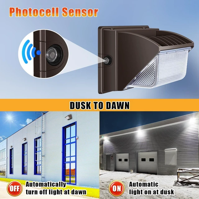 Alt view image 4 of 7 - Juyace 150W LED Wall Pack Exterior Security Flood Light with Dusk to Dawn
