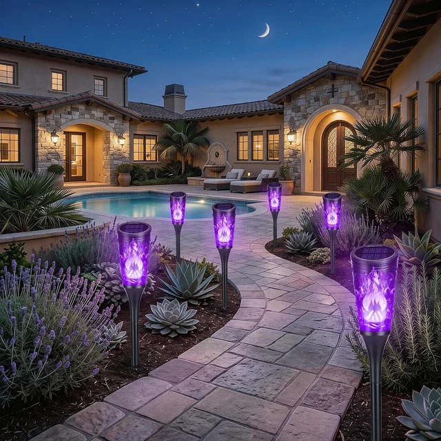 Alt view image 2 of 5 - Toodour Solar Halloween Lights Outdoor, 6 Pack Solar Torch Light Waterproof