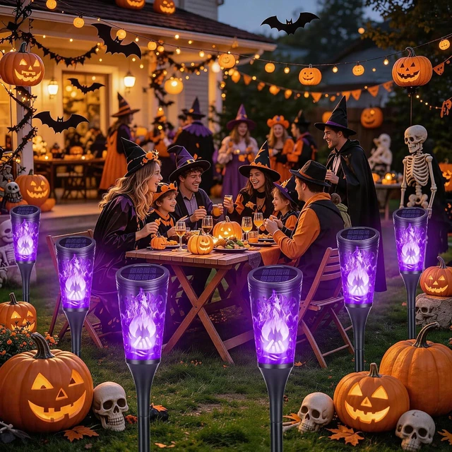 Alt view image 3 of 5 - Toodour Solar Halloween Lights Outdoor, 6 Pack Solar Torch Light Waterproof