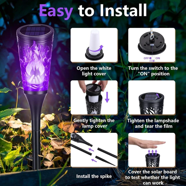 Alt view image 5 of 5 - Toodour Solar Halloween Lights Outdoor, 6 Pack Solar Torch Light Waterproof