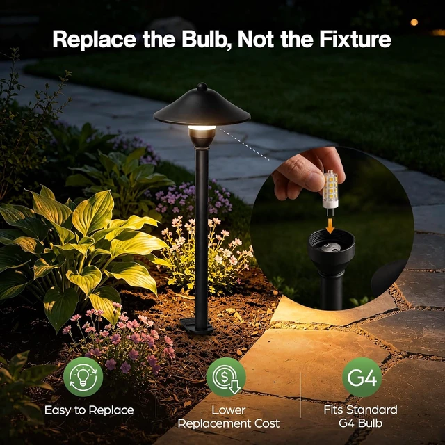 Alt view image 3 of 7 - HIBOITEC 3W Low Voltage Path Light 4P 2700K with G4 Bulb Replaceable