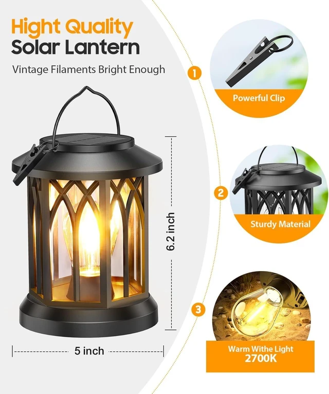 Alt view image 4 of 7 - Solar Lanterns Outdoor Waterproof, Upgraded Hanging Solar Lights
