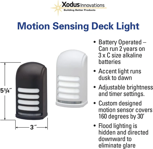 Alt view image 5 of 7 - Xodus Battery Operated LED Deck/Stair Light, Motion Sensor, Bronze, 2 Pack