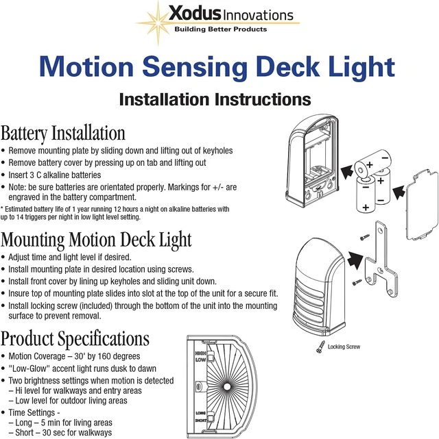 Alt view image 6 of 7 - Xodus Battery Operated LED Deck/Stair Light, Motion Sensor, Bronze, 2 Pack