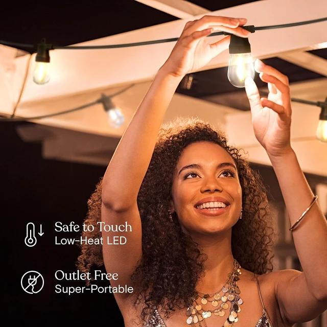 Alt view image 4 of 7 - Brightech Ambience Pro USB Powered String Lights - 24 Ft Commercial Grade Waterproof String Lights, Outdoor Shatterproof Patio Lights for Camping, Christmas, Backyard, Porch - 1W LED Soft White Light