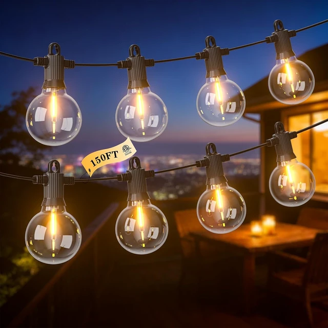 Main image of G40 LED Outdoor String Lights, 150FT Waterproof IP65 Hanging Patio Lights