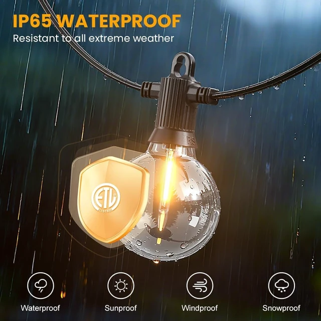 Alt view image 3 of 7 - G40 LED Outdoor String Lights, 150FT Waterproof IP65 Hanging Patio Lights