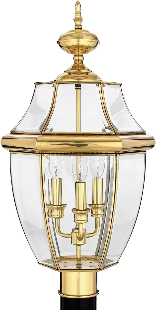 Alt view image 7 of 7 - Quoizel Newbury 23" Outdoor Post Lantern, Polished Brass