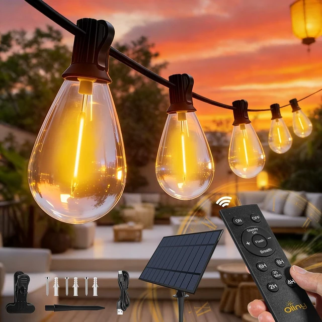 Main image of Ollny S11 50FT Solar String Lights Outdoor Waterproof Dimmable for Backyard
