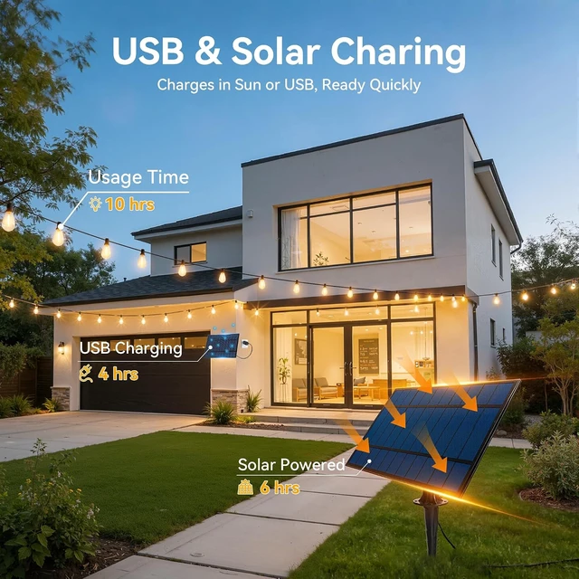 Alt view image 6 of 7 - Ollny S11 50FT Solar String Lights Outdoor Waterproof Dimmable for Backyard