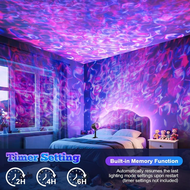 Alt view image 3 of 7 - (2 Pack) Halloween Christmas Projector Lights Outdoor - RGBW Ocean Wave LED Light Projector with Remote & Timer, IP65 Weatherproof for Yard, House Parties, Bedroom Ceiling Decor (Holiday Gift Idea)