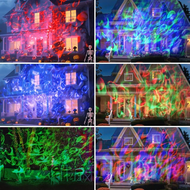 Alt view image 6 of 7 - (2 Pack) Halloween Christmas Projector Lights Outdoor - RGBW Ocean Wave LED Light Projector with Remote & Timer, IP65 Weatherproof for Yard, House Parties, Bedroom Ceiling Decor (Holiday Gift Idea)