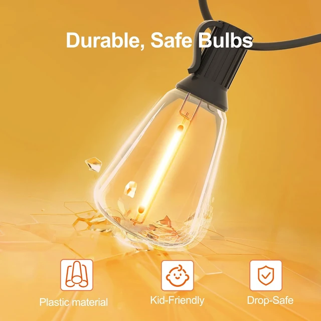 Alt view image 4 of 7 - BLIATLUS 50FT Solar String Lights Outdoor Remote 17 Shatterproof LED Bulbs
