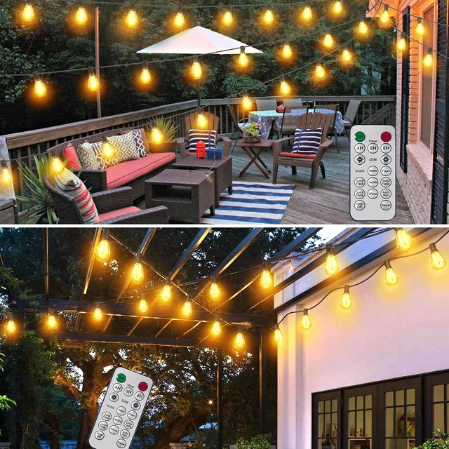 Alt view image 6 of 7 - BLIATLUS 50FT Solar String Lights Outdoor Remote 17 Shatterproof LED Bulbs