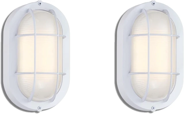 Main image of WISBEAM 2 Pack LED Bulkhead Light, Outdoor LED Wall Light for House, Dimmable, 6W Replace 60W, 450 Lumen 3000K Daylight White 80CRI, Waterproof, ETL Rated