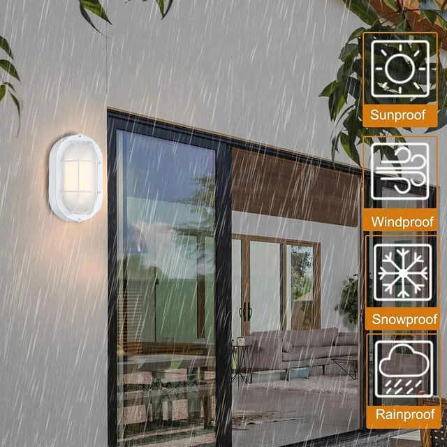 Alt view image 3 of 7 - WISBEAM 2 Pack LED Bulkhead Light, Outdoor LED Wall Light for House, Dimmable, 6W Replace 60W, 450 Lumen 3000K Daylight White 80CRI, Waterproof, ETL Rated
