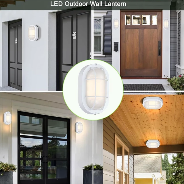 Alt view image 5 of 7 - WISBEAM 2 Pack LED Bulkhead Light, Outdoor LED Wall Light for House, Dimmable, 6W Replace 60W, 450 Lumen 3000K Daylight White 80CRI, Waterproof, ETL Rated