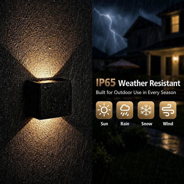 Alt view image 4 of 6 - T-SUN 8 Pack Solar Wall Lights Outdoor, Up and Down Solar Wall Sconce