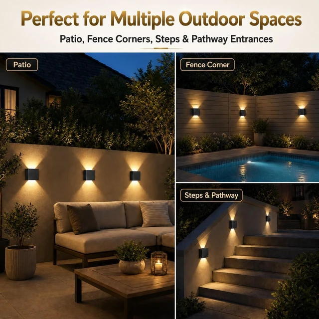 Alt view image 6 of 6 - T-SUN 8 Pack Solar Wall Lights Outdoor, Up and Down Solar Wall Sconce