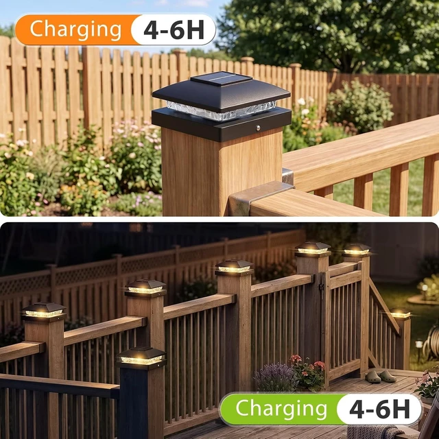 Alt view image 3 of 7 - JOFIOS 4x4 Solar Post Cap Light 24Pack, 2 Modes Waterproof for Deck Fence