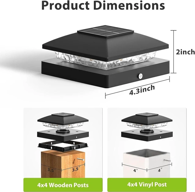 Alt view image 5 of 7 - JOFIOS 4x4 Solar Post Cap Light 24Pack, 2 Modes Waterproof for Deck Fence
