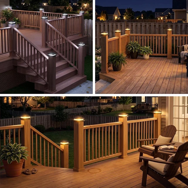 Alt view image 6 of 7 - JOFIOS 4x4 Solar Post Cap Light 24Pack, 2 Modes Waterproof for Deck Fence