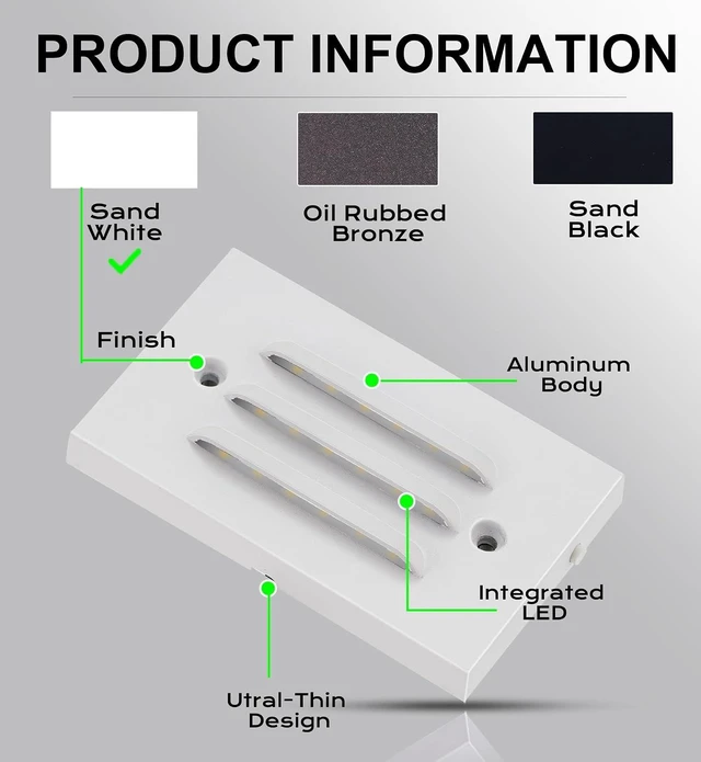 Alt view image 2 of 7 - CLOUDY BAY 4 Inch 5CCT 12V 4W Low Voltage LED Step Light with Horizontal Louvered Faceplate for Steps Decks Stairs,Outdoor Stair Lights,Wet Locations,6 Pack,White