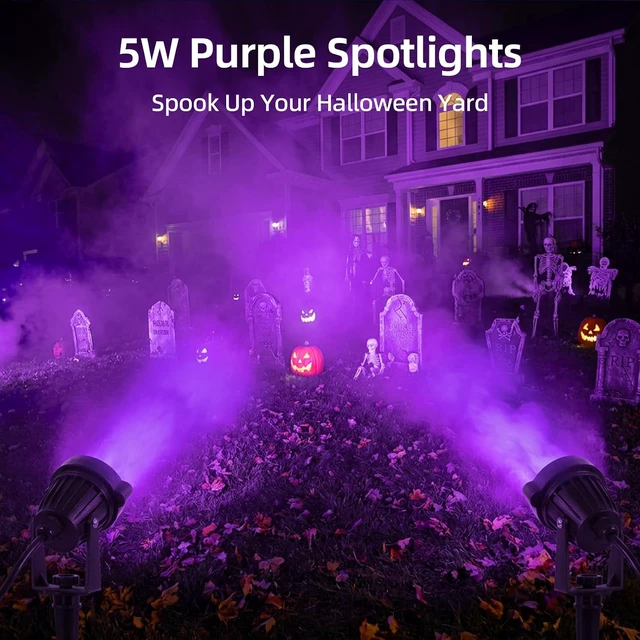 Alt view image 2 of 7 - Halloween Purple Lights Spotlights Outdoor Landscape Lighting for Yard