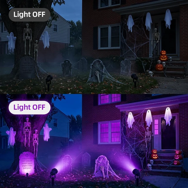 Alt view image 5 of 7 - Halloween Purple Lights Spotlights Outdoor Landscape Lighting for Yard