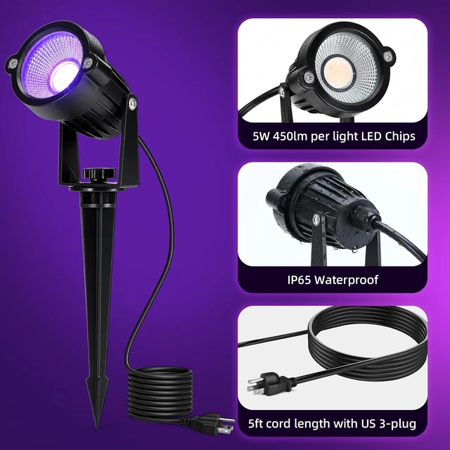 Alt view image 7 of 7 - Halloween Purple Lights Spotlights Outdoor Landscape Lighting for Yard
