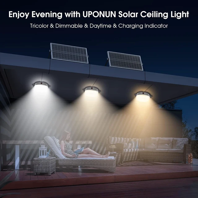 Alt view image 3 of 7 - Solar Ceiling Lights Indoor Outdoor, Day/Night Shed Barn Lamp-2 Pack