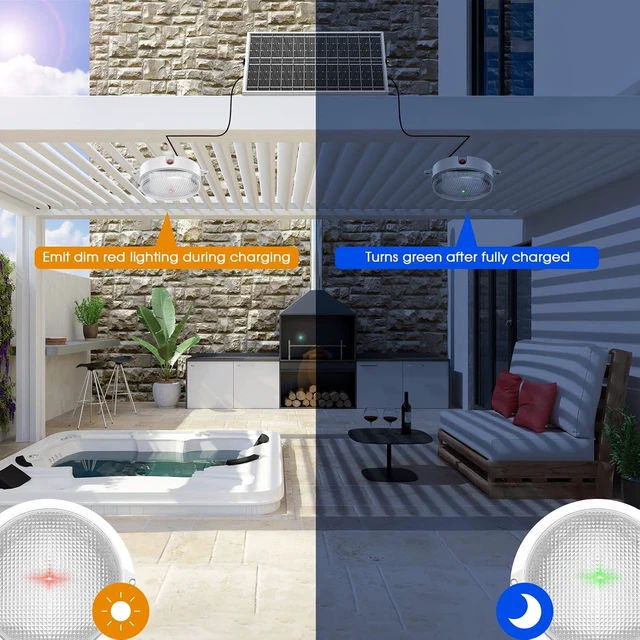 Alt view image 7 of 7 - Solar Ceiling Lights Indoor Outdoor, Day/Night Shed Barn Lamp-2 Pack
