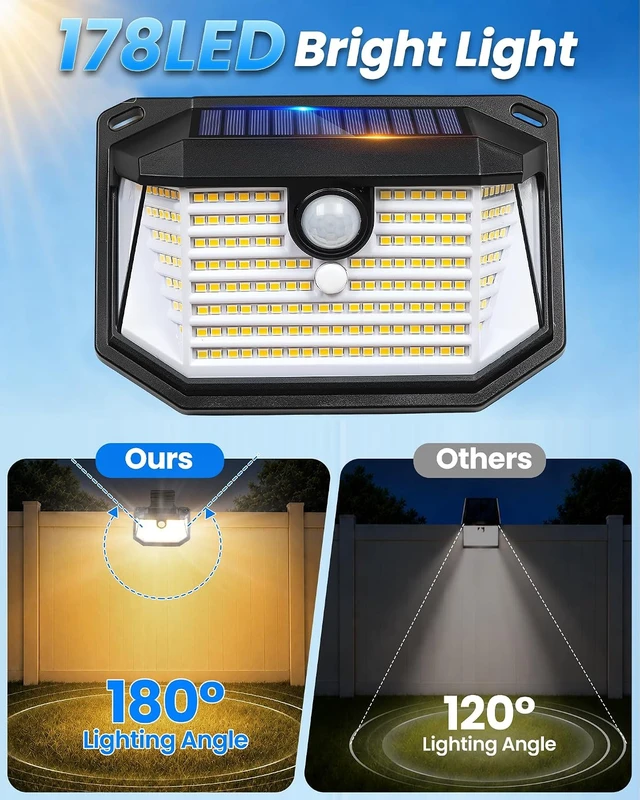 Alt view image 4 of 7 - Clip on Solar Lights Warm White, 178 LED Motion Sensor Liglht for Deck