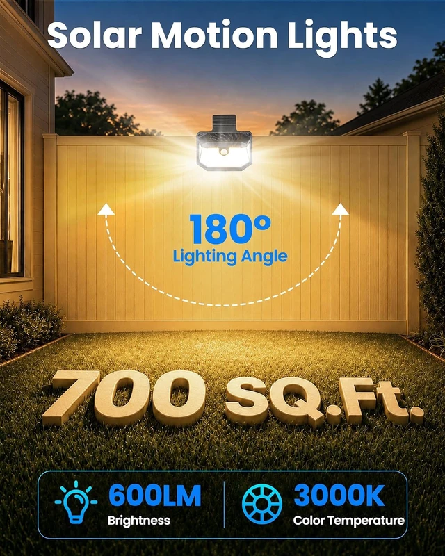 Alt view image 3 of 7 - Clip on Solar Lights Warm White, 178 LED Motion Sensor Liglht for Deck