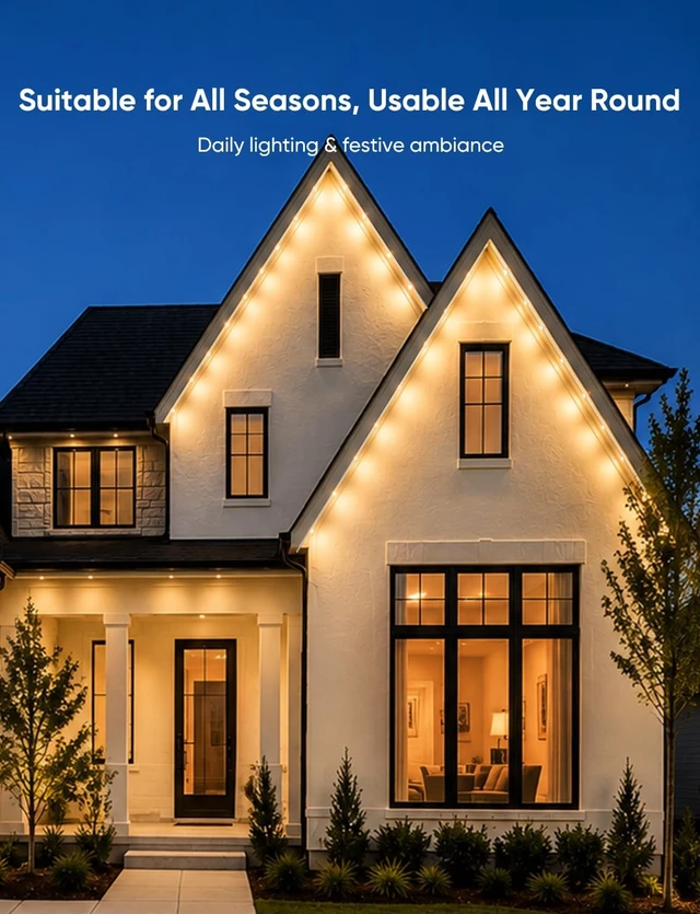 Alt view image 4 of 7 - APPECK RGBW Permanent Outdoor Lights 200ft with 144 LED Bulbs, White