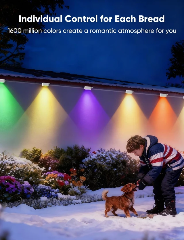 Alt view image 6 of 7 - APPECK RGBW Permanent Outdoor Lights 200ft with 144 LED Bulbs, White