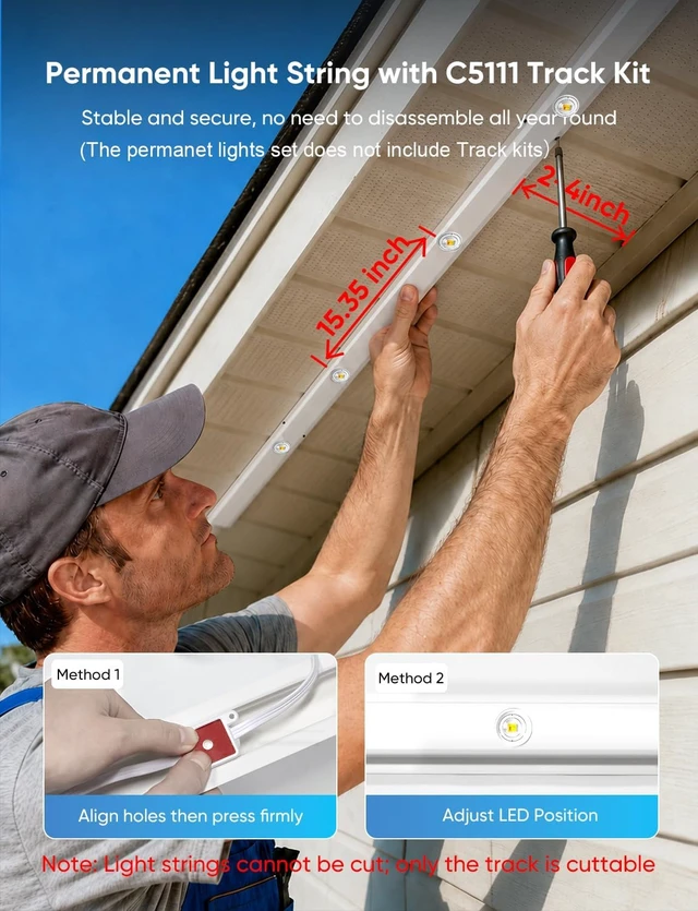 Alt view image 7 of 7 - APPECK RGBW Permanent Outdoor Lights 200ft with 144 LED Bulbs, White