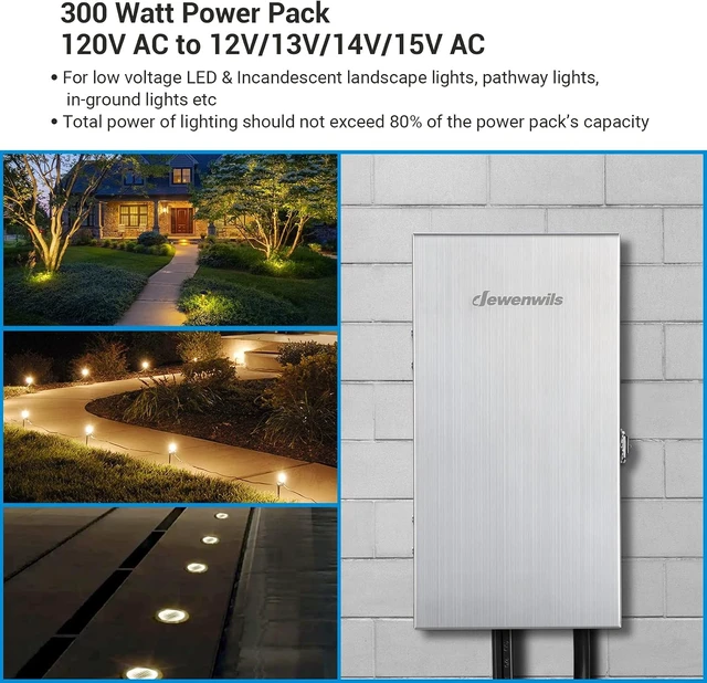 Alt view image 3 of 7 - DEWENWILS 300W Low Voltage Transformer, Stainlees Steel Shield