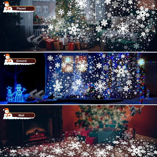 Alt view image 2 of 7 - Toodour Snowflake Christmas Projector Lights Outdoor, Double Head Dynamic Snowflake Projector Lights with Timer, Waterproof Holiday Decorative Lighting- Christmas Light for Yard Wall Indoor Xmas Decor